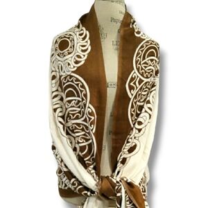 Bijoux Terner Brown And Cream Printed Pashmina - OS
